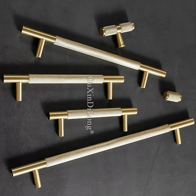 

Плюс длина, 4 шт., твердые латунные Т-образные мебельные ручки, ручки для выдвижных ящиков, шкаф, шкаф, комод, ТВ, винный шкаф, ручки