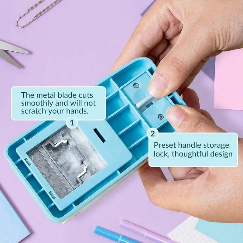 File Tab Punch  For Crafting 1.5In 2 Shapes DIY Index Tab Puncher Label Tag Paper Punch White&Blue 2 Pcs