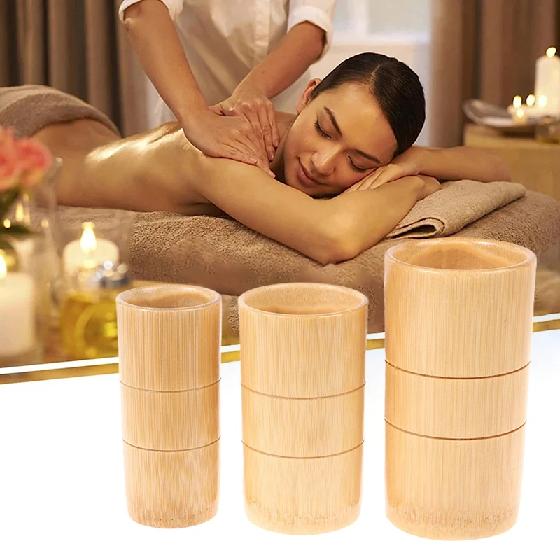 3Sizes Traditional Chinese Jar Fire Cupping Set Body Therapy Cellulite Kit Carbonized Bamboo Suction Cups Acupuncture Massage