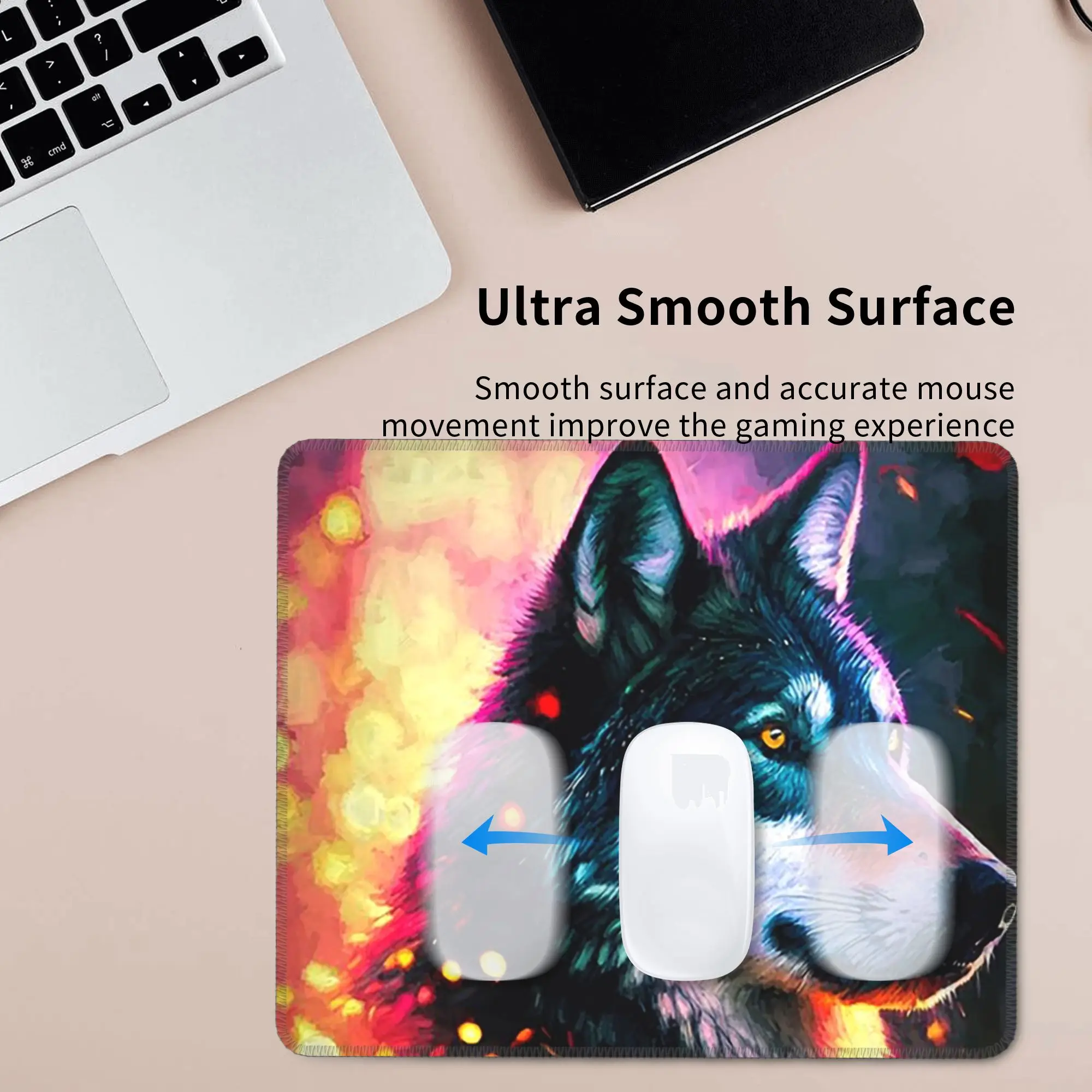 Mysterious Dark Wolf Mouse Pad Computer Keyboard Mouse Mat Gaming PC Laptop Desk Mat Office Table Mats