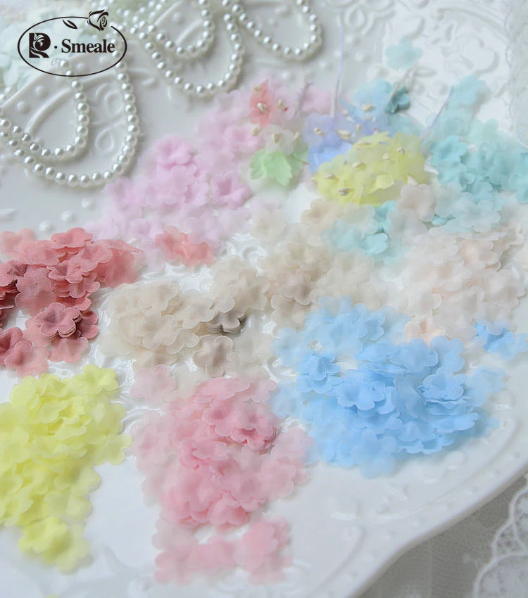 Multicolor Organza Flower for DIY, Handmade Mini Veil Flowers, Baby Clothes Making Materials, Wedding Dress, 1.2cm, RS2893