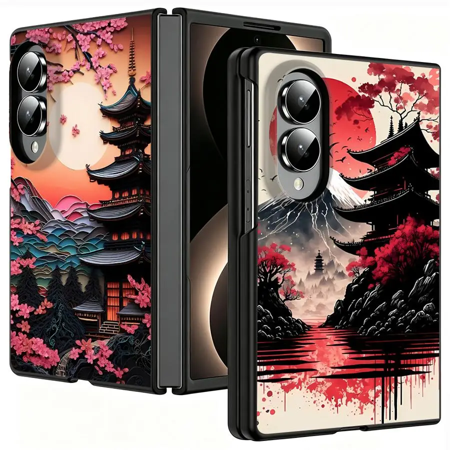 Japanese Ancient House Painting Case for Samsung Galaxy Z Fold8 Wide ZFold8 Z Fold 8 ZFold Wide Luxury Phone Cover
