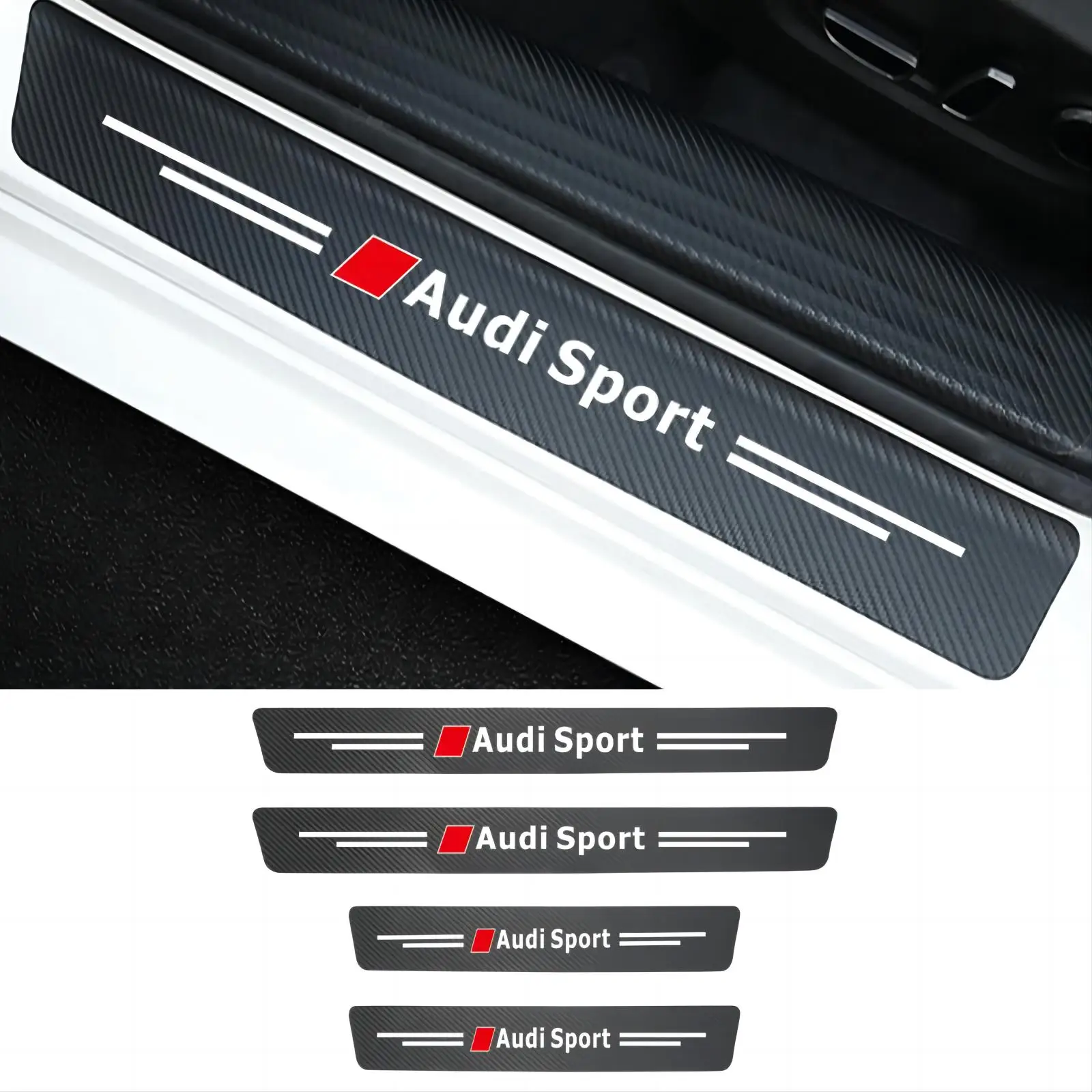 4 шт., Защитная Наклейка на порог двери для Audi sport Sline Quattro S3 S4 S5 S6 S7 RS RS3 RS4 RS5 RS6 RS7 Q3 Q5 Q7