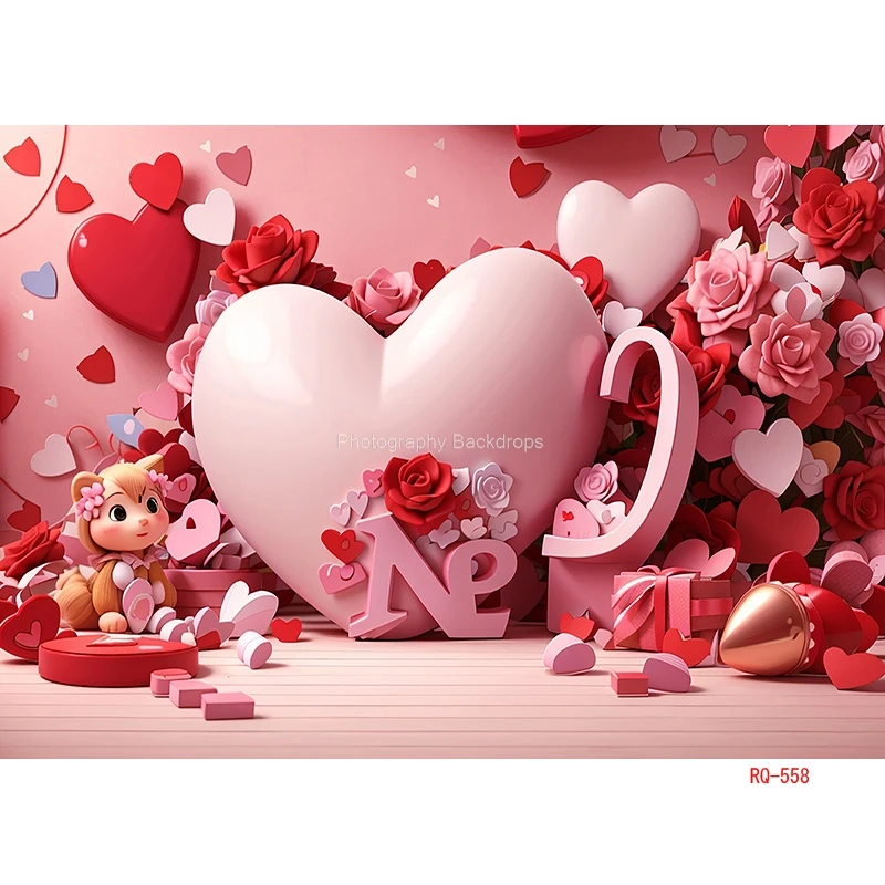 ZHISUXI Red Heart-Shaped Creative Confession Scene Background Valentine's Day Love Photo Studio Photography Backdrops RQ-33