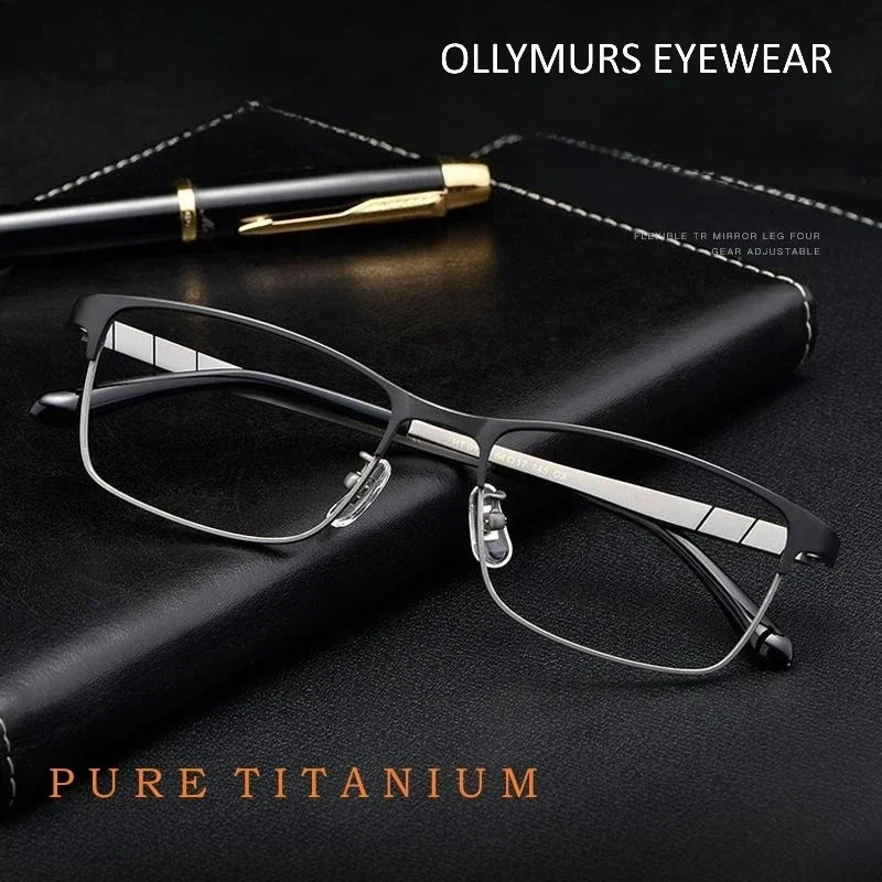 

OLLYMURS Сверхлегкие деловые высококачественные роскошные очки из чистого титана в ретро-квадратной оптической оправе для очков по рецепту для мужчин