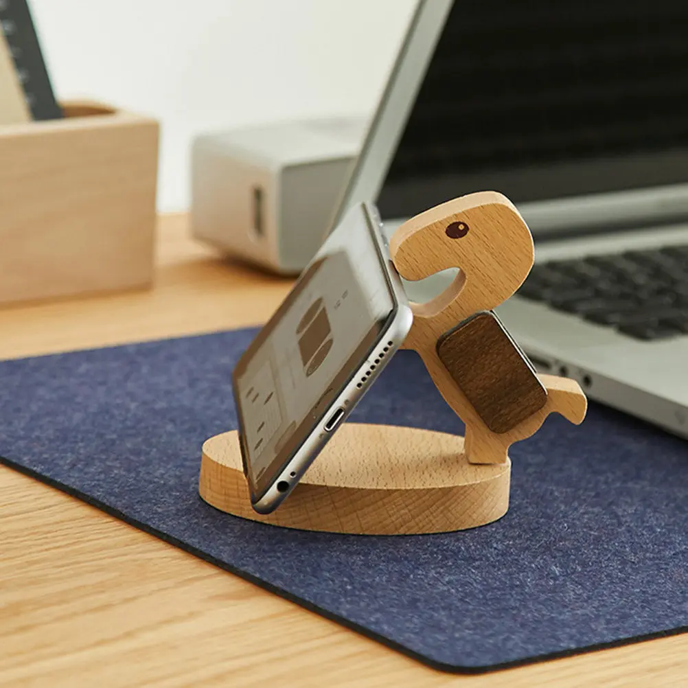 Wood Phone Stand Tablet Table Holder Steady Solid Wood Mini Bracket for Smartphone Tablet Watching Videos Video Calls