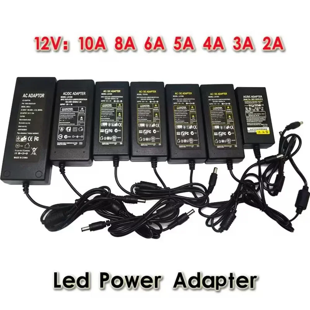 DC 12V Adapter 100V-240V Lighting Transformer 3A 4A 5A 6A 8A 10A Power Supply Adapter Converter For LED Strips Light CCTV