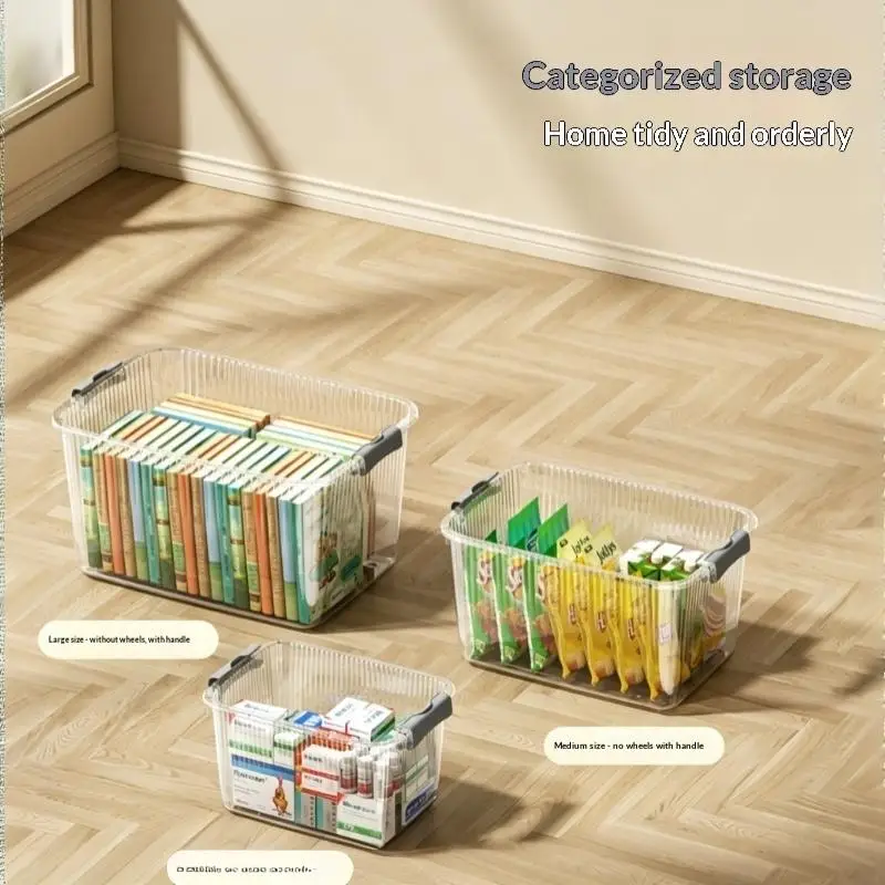 ~Transparent Large Capacity Storage Bins To Organize Books Snacks Toy Miscellaneous Storage Box