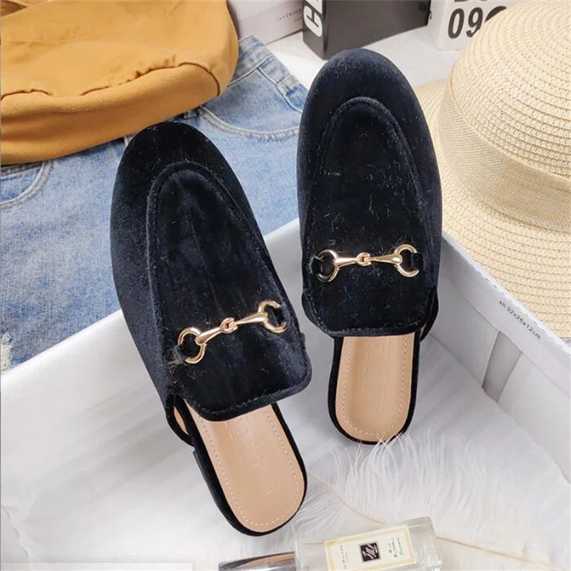 Slippers Mules Shoes Women 2022 New Style Outer Wear Flat shoes Muller Lazy Shoes Vacation Beach Leisure Half-Drag Women