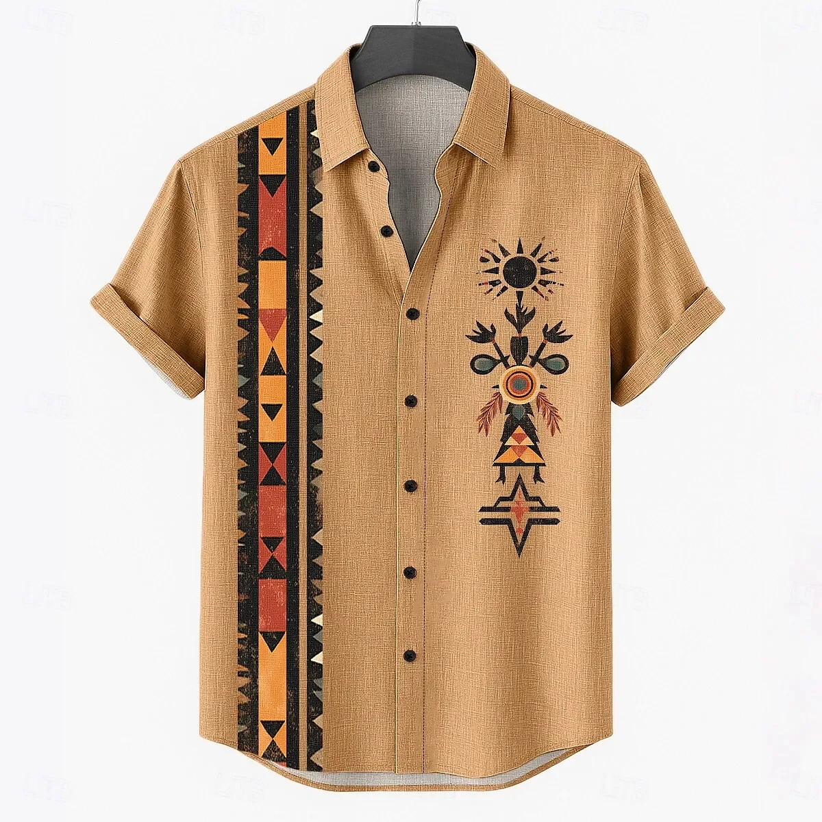 Men's Ethnic Retro 3D Print Fashion Shirt Hawaiian Shirt Short Sleeve Street Line Button Party Men's Vacation Beach Shirt