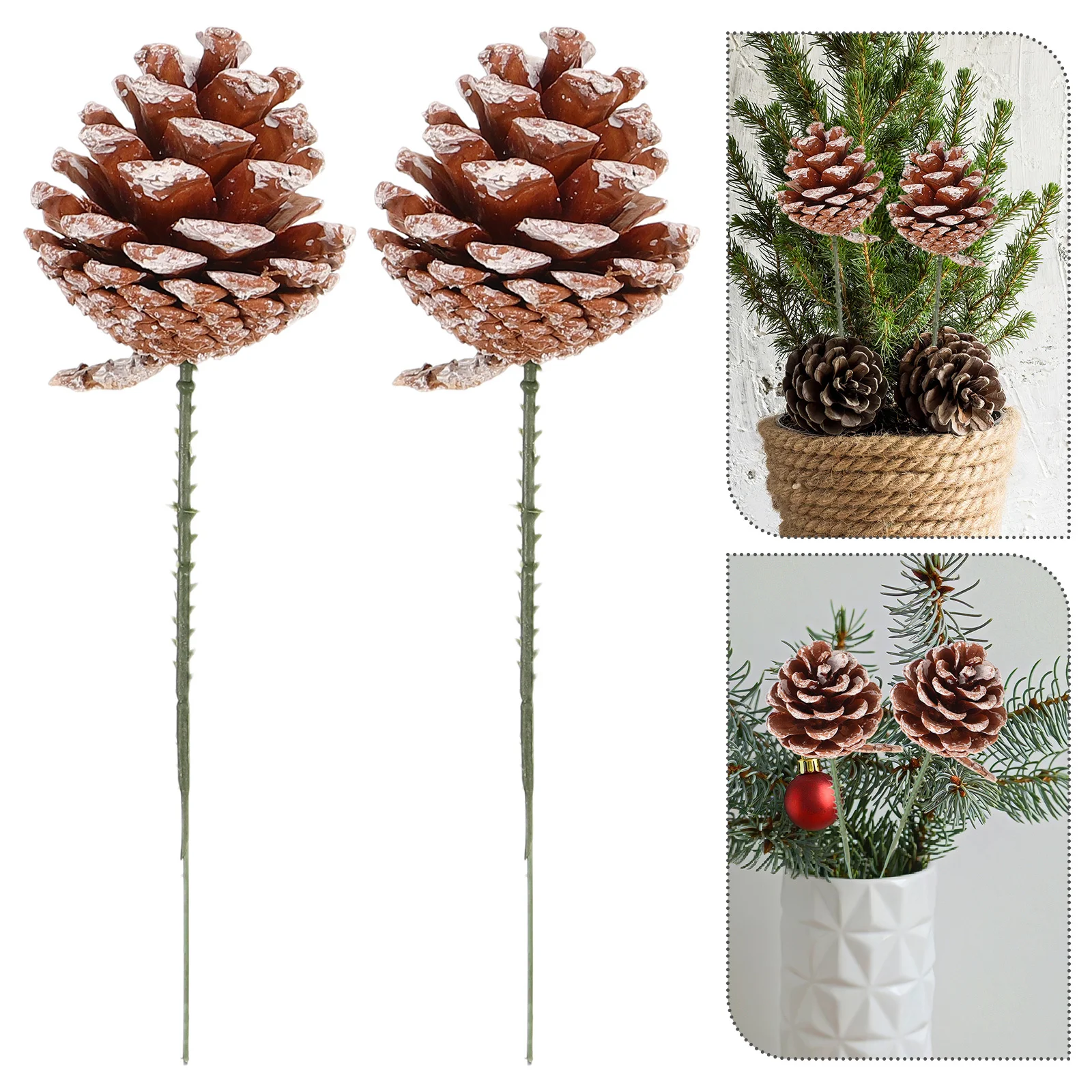 

20Pcs Holiday Pine Cone Ornaments Realistic Christmas Wreath Pine Cone Picks for Fireplace Mantel Winter Decor
