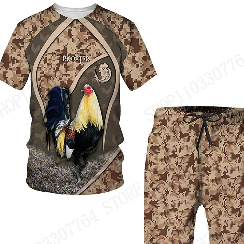 

Men T-shirt Sets Rooster 3d Print Short Sleeve T-shirt+Short 2Pcs Set Sports Animal Tracksuit Suit Leisure Men Clothing New 2026