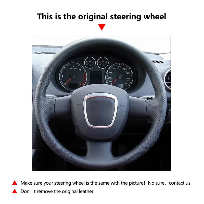 For Audi A3 8P Sportback A4 B7 Avant A6 C6 S4 Seat Exeo Perforated Leather Hand-stitched Car Interior Steering Wheel Cover Trim