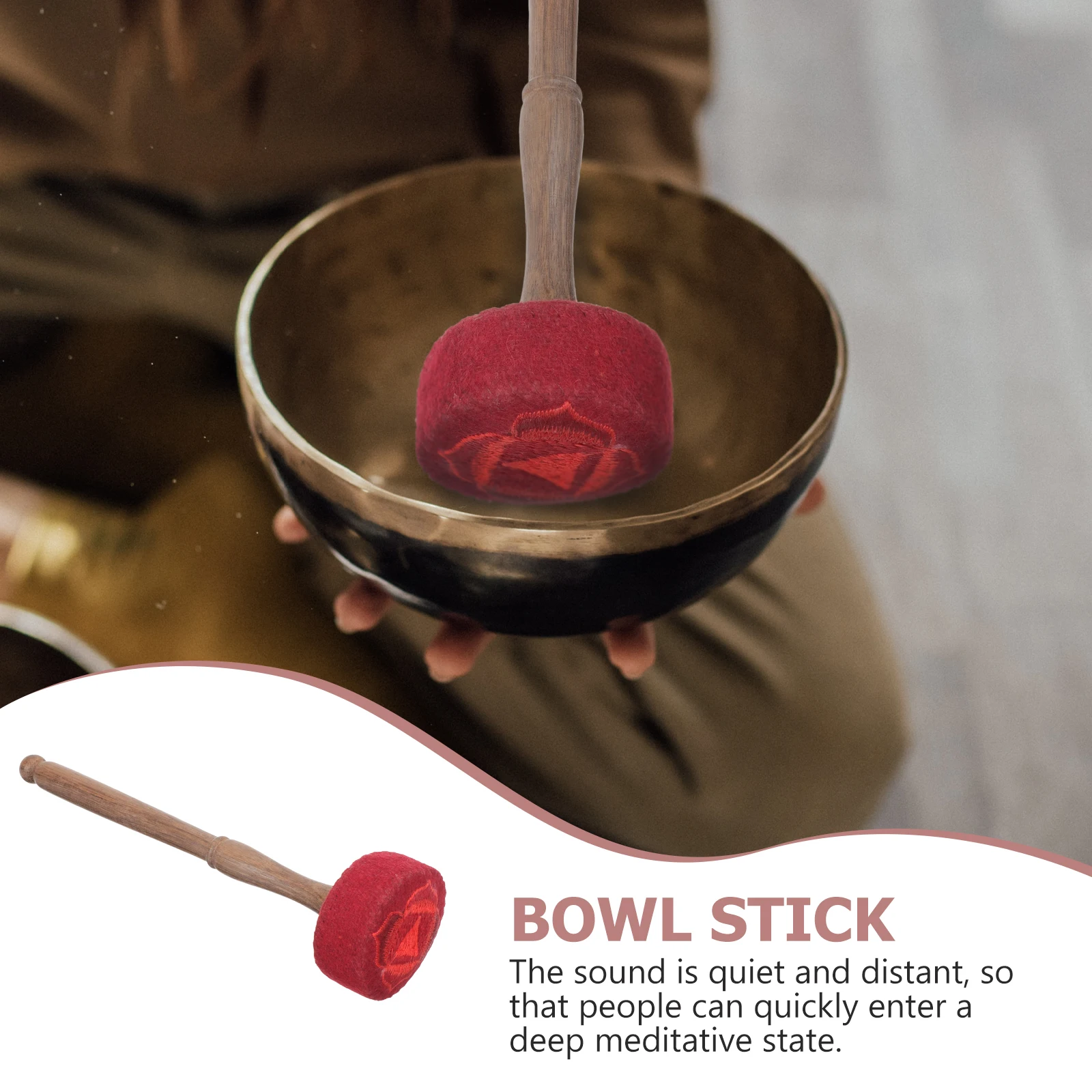 

Buddha Sound Bowl Knocking Stick Small Red Striker Durable Portable Meditation Singing Bowl Mallet Rod Parts Wooden Texture