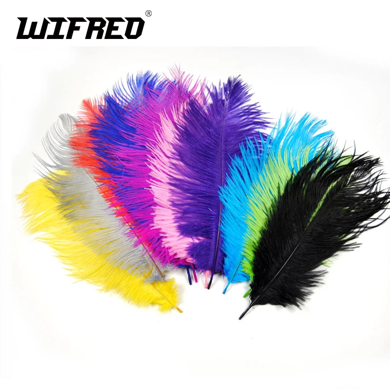 

10PCS Length 20cm ~25cm Ostrich Feather for Fly Tying Herl Material Streamer Nymph Steelhead Indicater Multiple Color Assorted