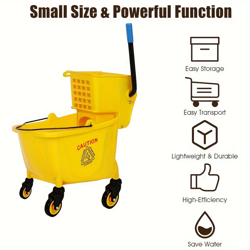 32L Mop Bucket With Wringer | Yellow Mopping Pail | Mop Pail | Industrial Mop Bucket | Baldi Mop Beroda