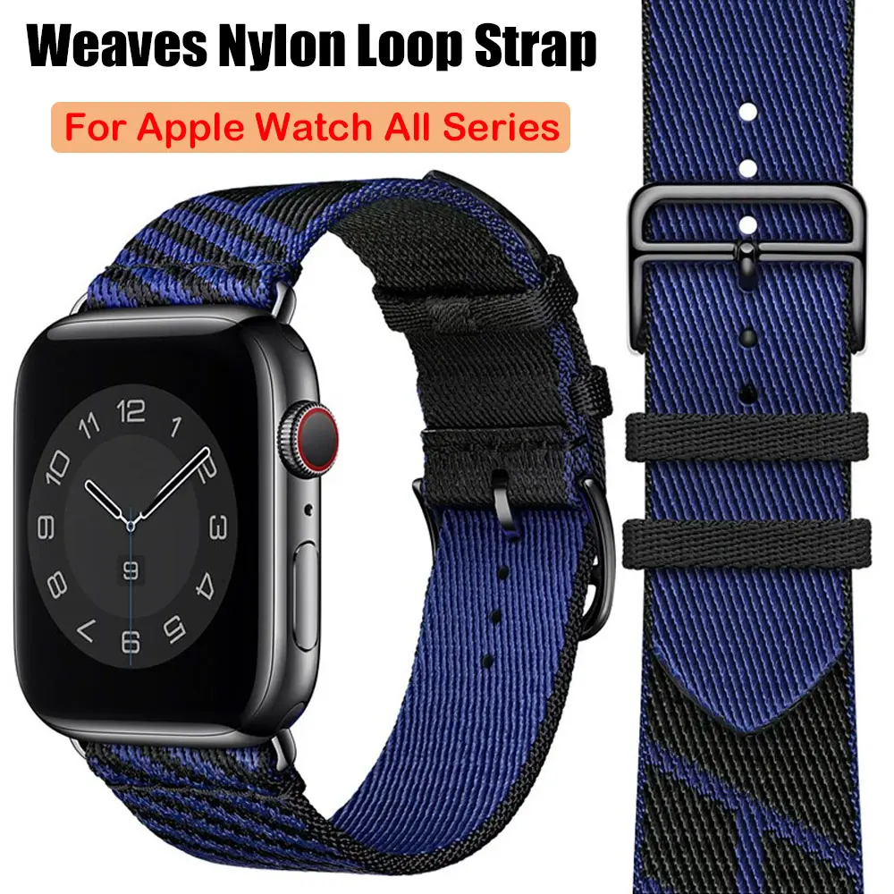 مع شعار الفرقة لساعة أبل 10 46 مللي متر 42 مللي متر الترا 2 49 مللي متر النايلون حلقة حزام ل Iwatch 9 8 7 SE 38/40/41 مللي متر الأعمال معصمه