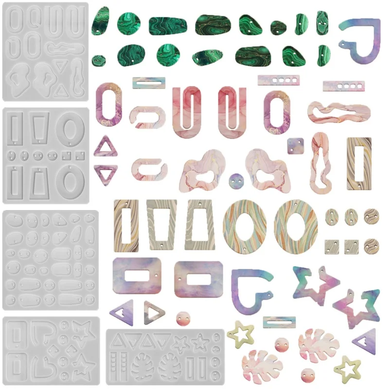 Multiple Styles Irregular Geometric Earring Silicone Mold Crafts Jewelry Making Epoxy Resin Molds Pendant Keychain Making Tools