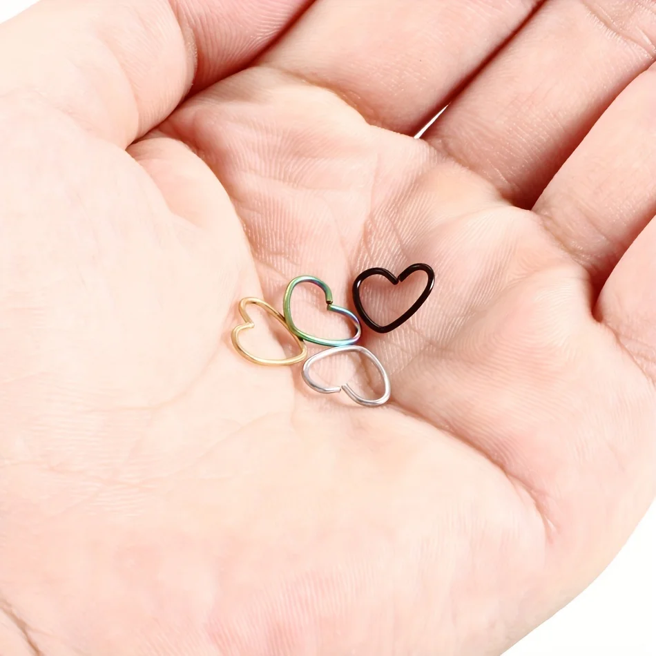 1pcs Heart Star Hoop Earrings Cartilage Piercing Lip Nose Rings Stainless Steel Ear Tragus Helix Daith Stud Women Body Jewelry