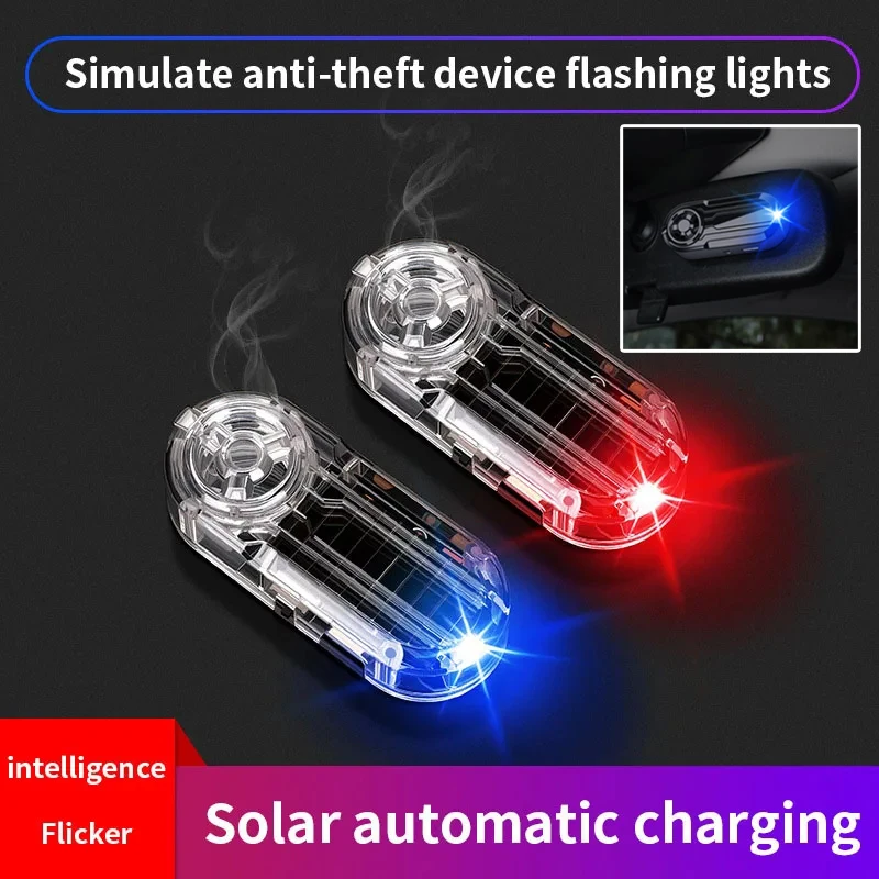 LED Warning Light Car Wireless Fake Anti-theft Light Solar Simulation Strobe Signal Aromatherapy Decor Auto Interior Accessories