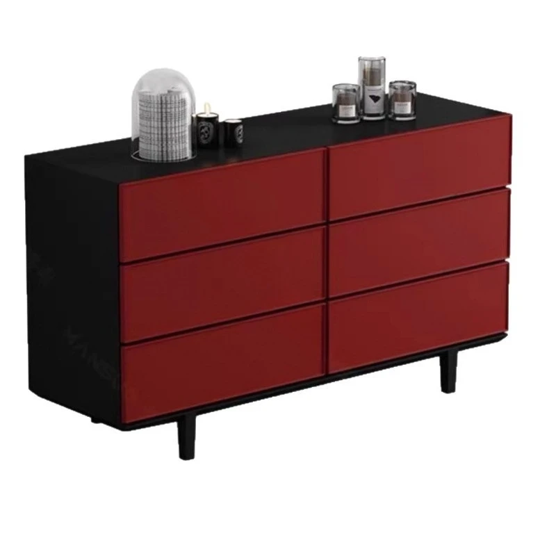 Italian-style lacquered six-chest cabinet, modern minimalist side cabinet, bedroom locker