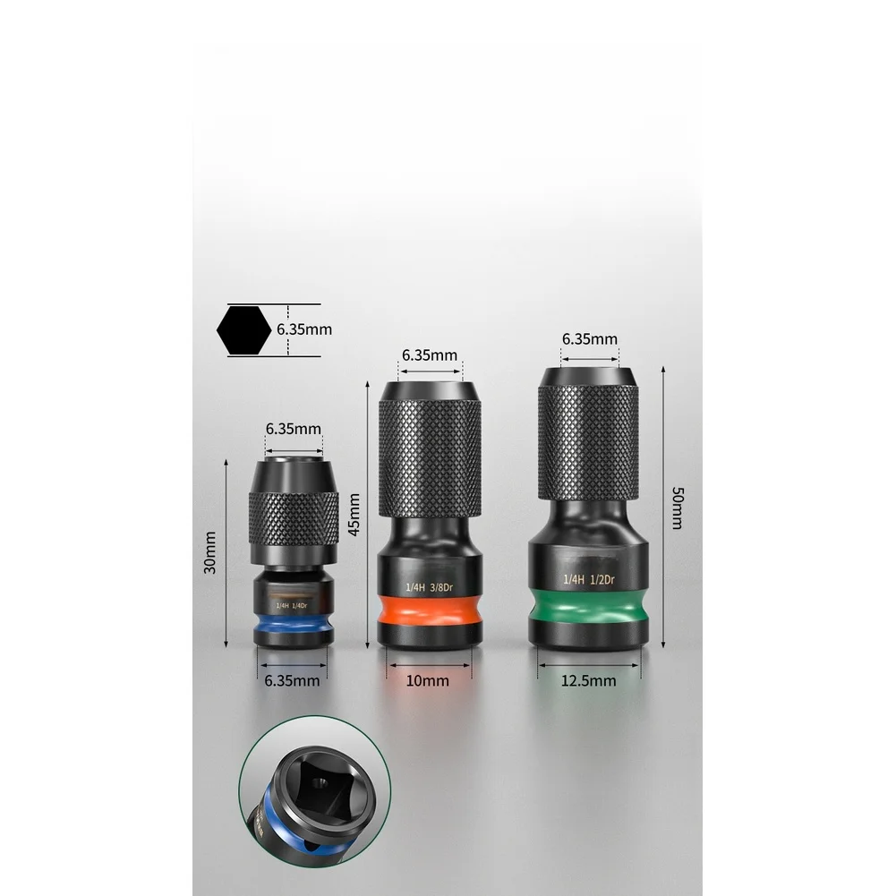 

2026 New Metal Wrench Adapter 1/2 3/8 1/4 To 6.35mm Hex Bit Socket Quick Release For Power Tools For Automotive Repair Tools