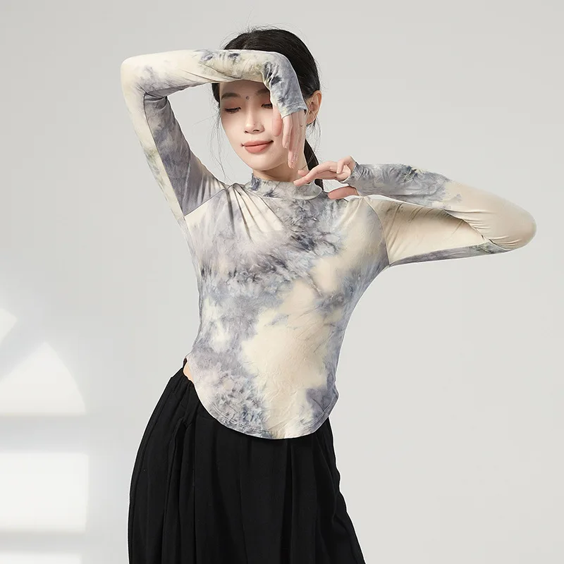Classical Dance Clothing Female Adult Long Sleeve Finger Practice Clothing Chinese Modern Folk Dance
