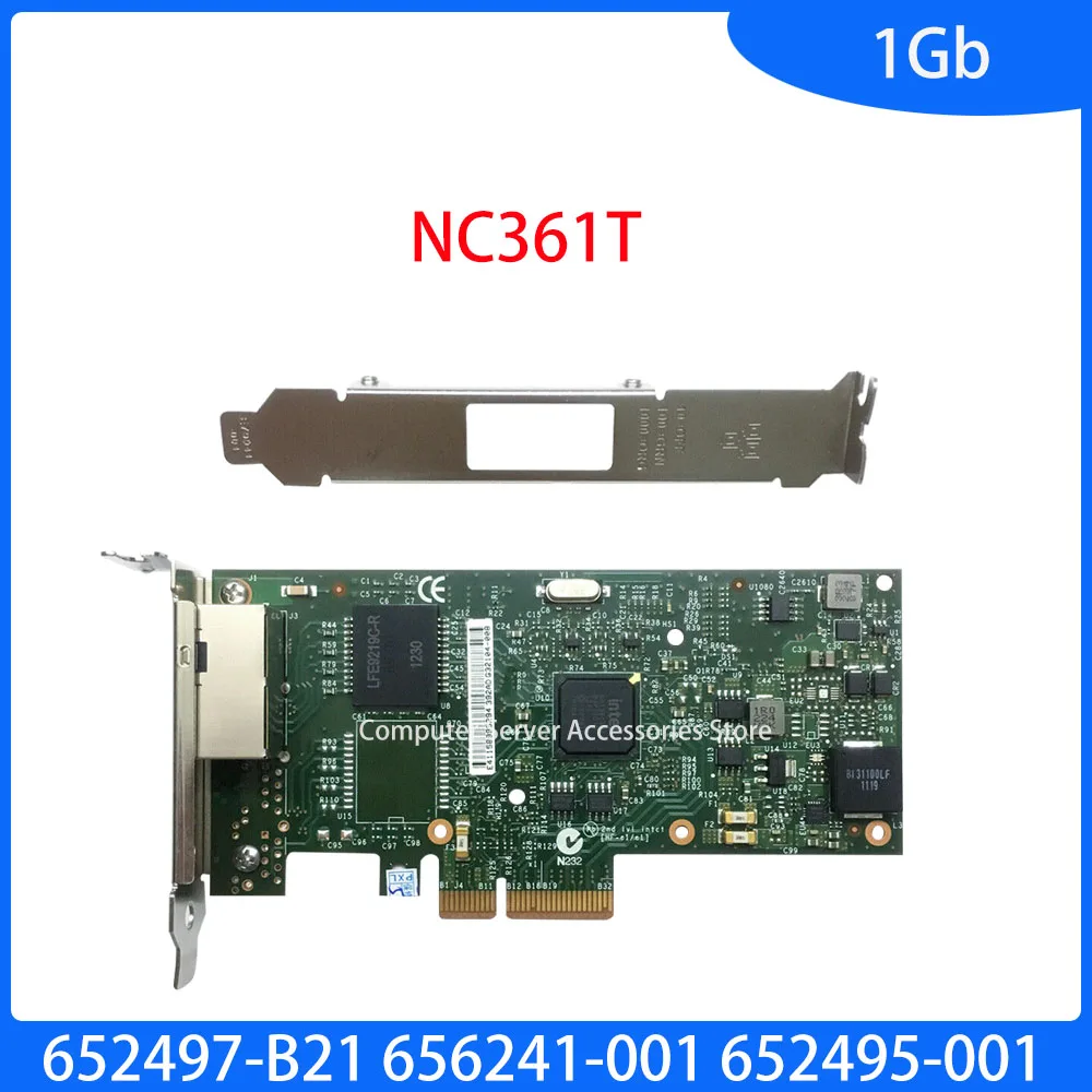 Original 2-Port Gigabit Ethernet 1Gb NC361T Adapter Card 652497-B21 656241-001 652495-001 2-PORT 361T Server Network Card