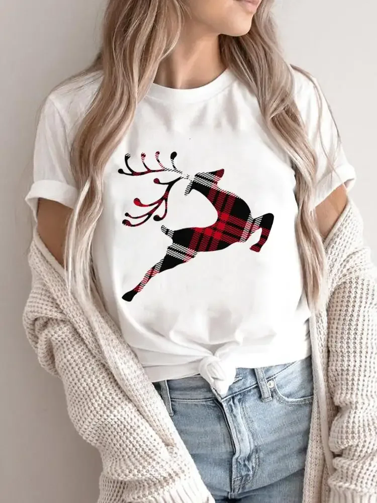 Women Holiday Clothing Merry Christmas Fashion Female Tree Lovely Season Shirt Print T Top Graphic Tee New Year T-shirts