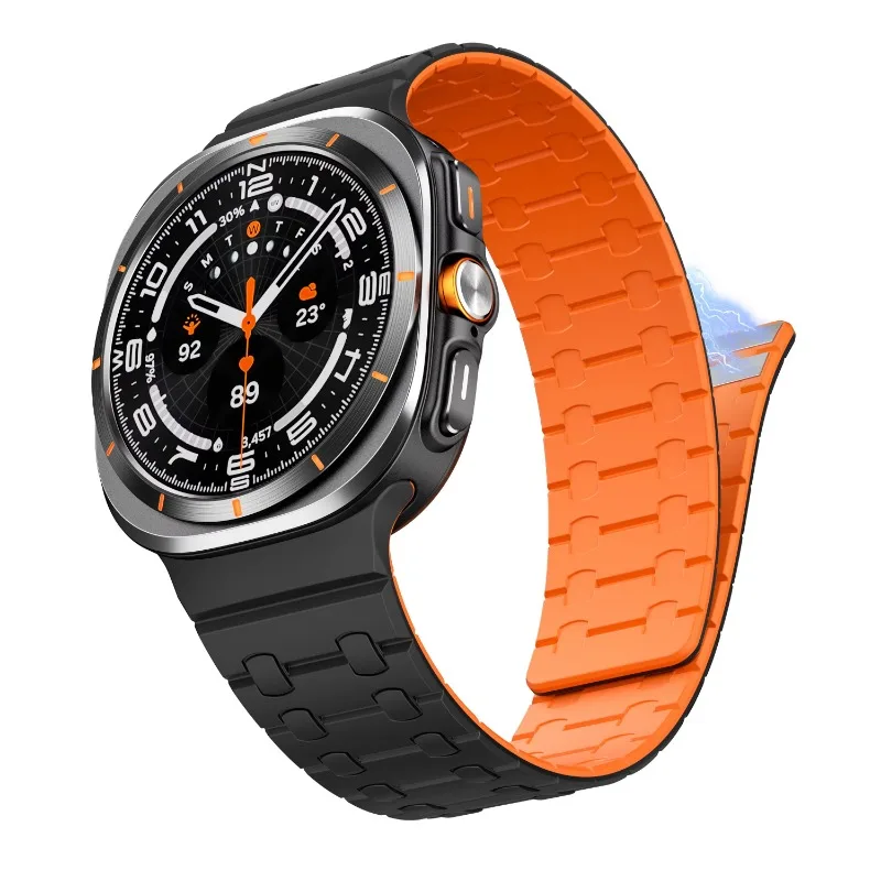 Cinturino sportivo in silicone per Samsung Galaxy Watch 8 Ultra 47mm cinturino sportivo magnetico Galaxy Watch 7 Ultra accessori