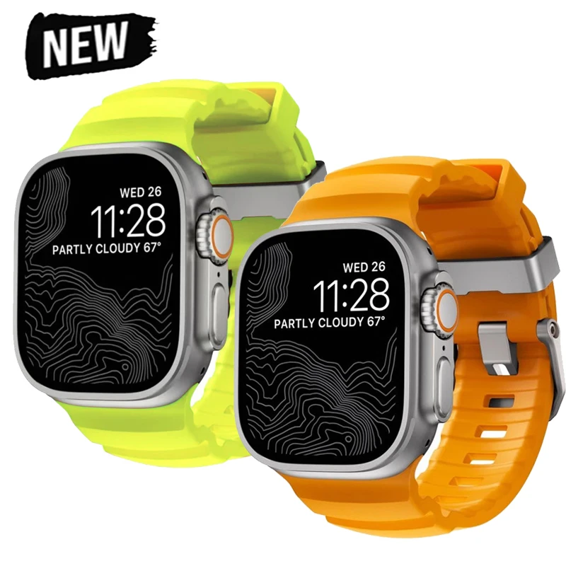 Pasek sportowy do Apple Watch Ultra2/1 10 9 8 7 6 SE 5 4 Miękki silikonowy pasek tytanowy do iWatch 42mm 44mm 45mm 46mm 49mm