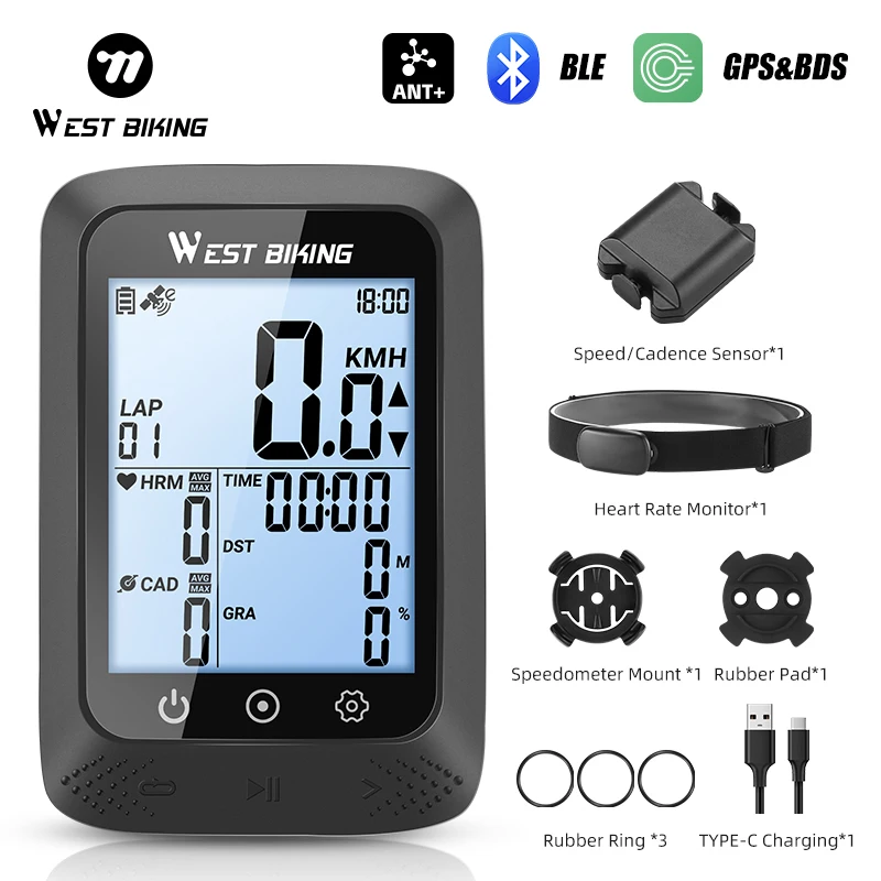 WEST BIKING Bluetooth Bicycle Computer BKV 100 GPS Computer 1000mAh 27h Long Battery Life Cycling Waterproof Speedometer