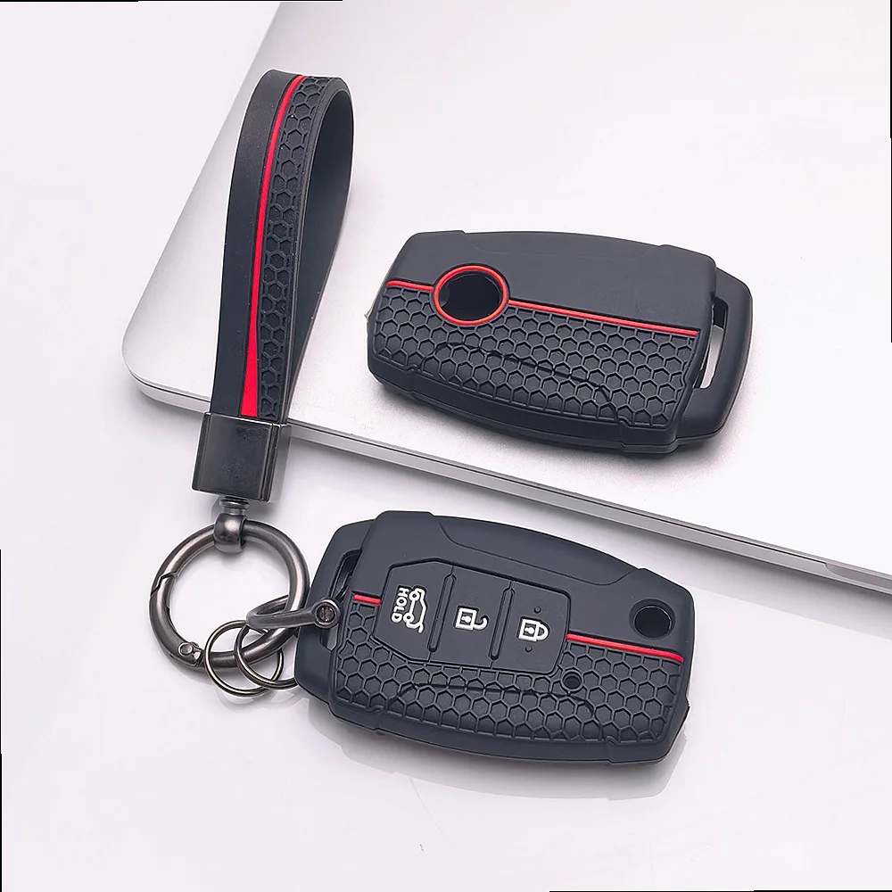 Key Fob Cover for SsangYong Kyron 2 Sanka Actyon Korando Tivoli Rexton Musso with Keychain Anti-Scratch Shockproof Soft Grip