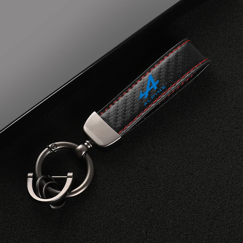 Leather car keychain Horseshoe Buckle Jewelry for Alpine with logo car accessories