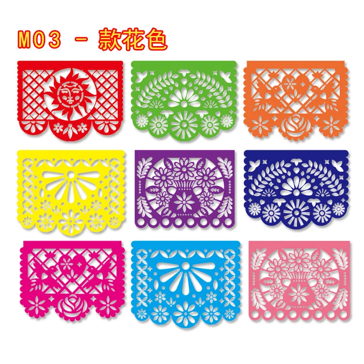 Mexican Theme Carnival Queue Party Decoration Square papel pint Decorated Felt Flag Garland Day of The Dead Banner Skull Pattern