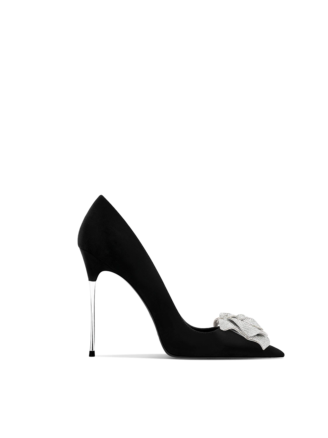 2025 Spring New Leather High Heels Women's Black Leather Pointed Thin Heels Are Not Tired