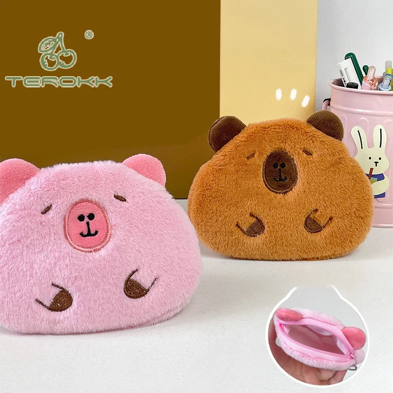 Creative Capybara Plush Coin Purse Fashion Kawaii Mini Storage Bag Keychain Cartoon Bags Pendant Decoration Gifts image 2