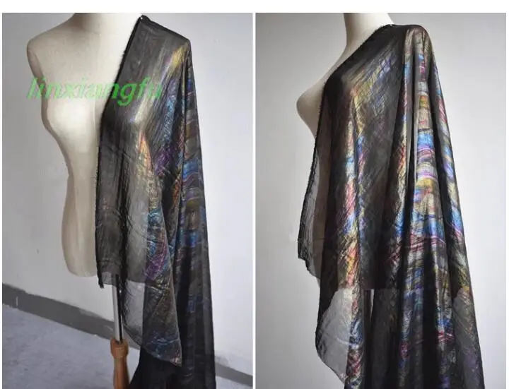 Transparent seven-color laser color fabric, seersucker gradient chiffon fabric,personalized scarf skirt clothing designer fabric