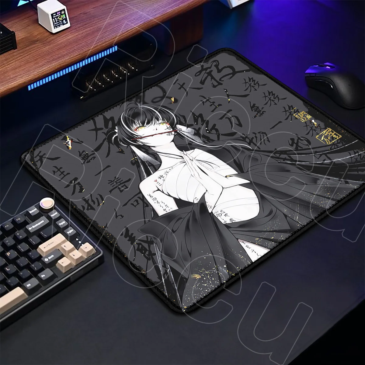 

45x40CM Natural rubber Non-slip Mousepad calligraphy Girl Speed Table Pad Keyboard Mat Game Professional FPS portable Desk mat