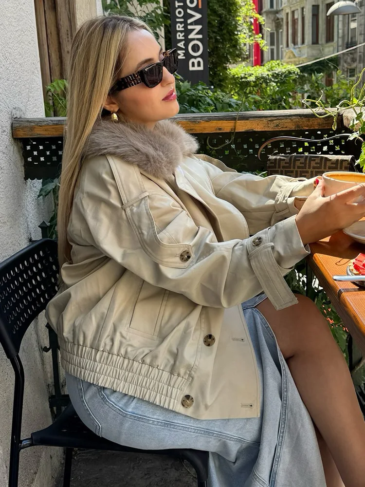 

HH женские двубортные карманные элегантные короткие пальто с лацканами, женские осенне-зимние повседневные свободные уличные стильные куртки