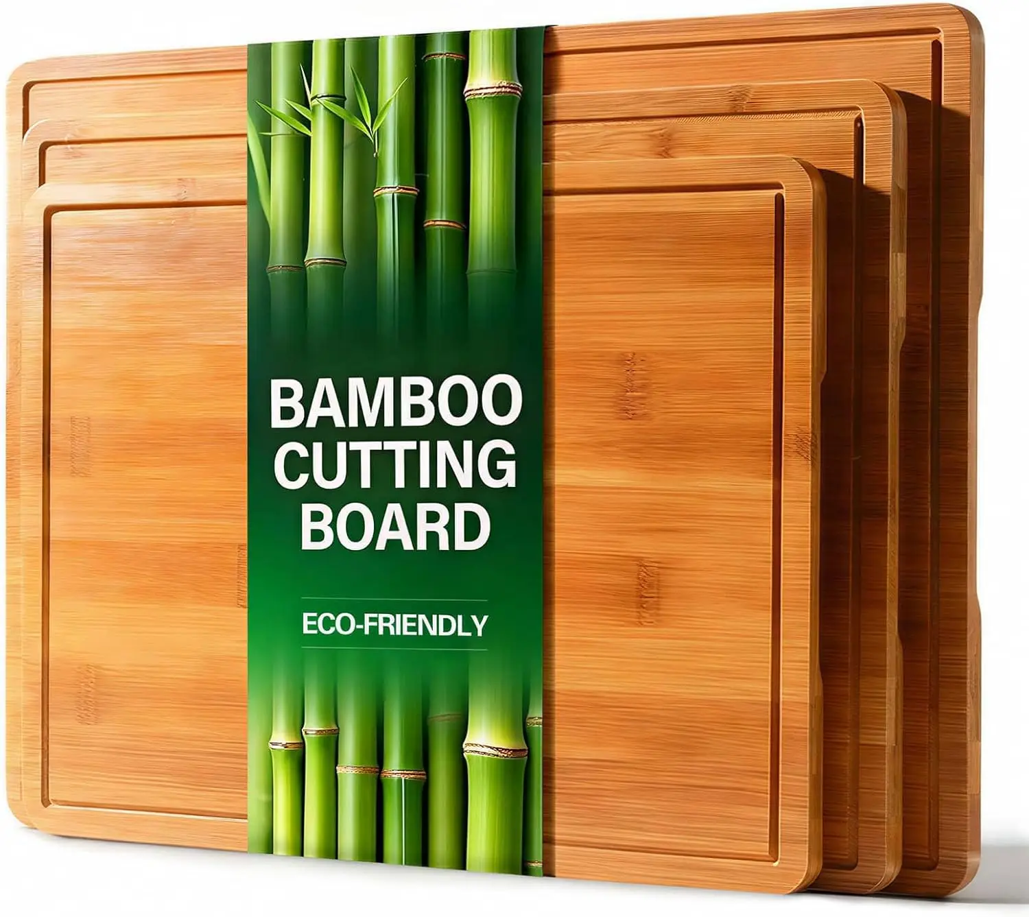 

Bamboo Cutting Boards for Kitchen with Juice Grooves and Handles, 3-Piece Wooden Chopping Board Set for Meal Prep, XL Size