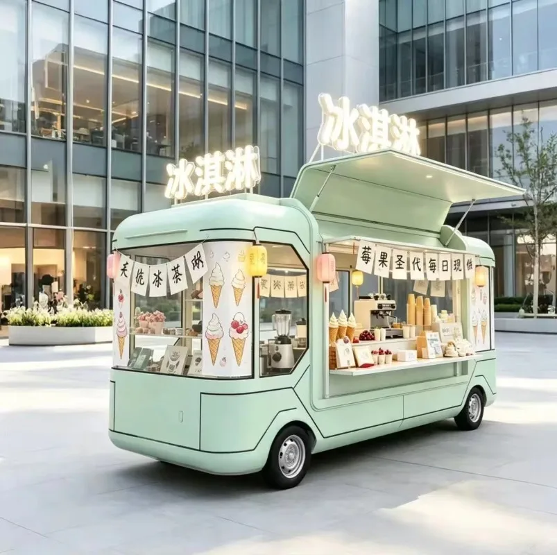 Mobile Kiosk Food Truck Ice Cream Food Trailer Hamburger Pizza Hot Dog Dinning Car for Restaurant with Kitchen Facilities