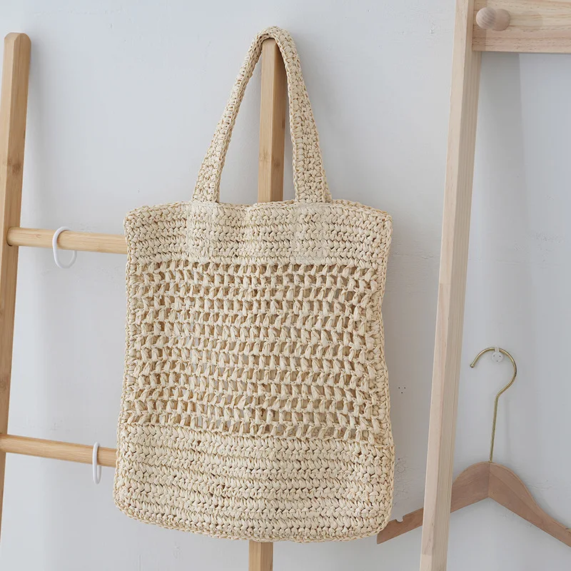 

Сплошной цвет, соломенная тканая сумка на плечо, креативная ручная тканая сумка, сумка для отдыха, рыболовная сеть, морская пляжная сумка для подмышек