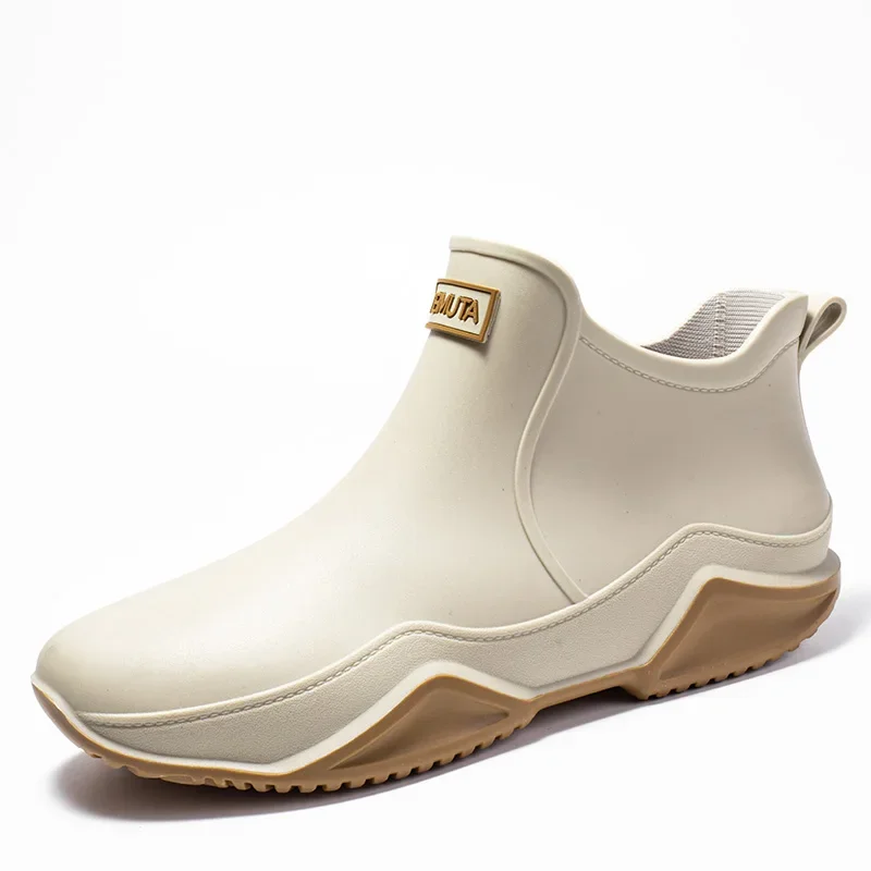 Men's Ankle Rain Boots Outdoor Waterproof Men Rain Shoes Anti-Slip Wear-resistant Men Kitchen Water Shoe Fishing Rubber for Male