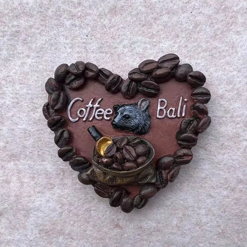 

Indonesia Bali Province Heart Coffee Personalized Creative Magnetic Fridge Magnet High Aesthetic3dTourist Souvenirs