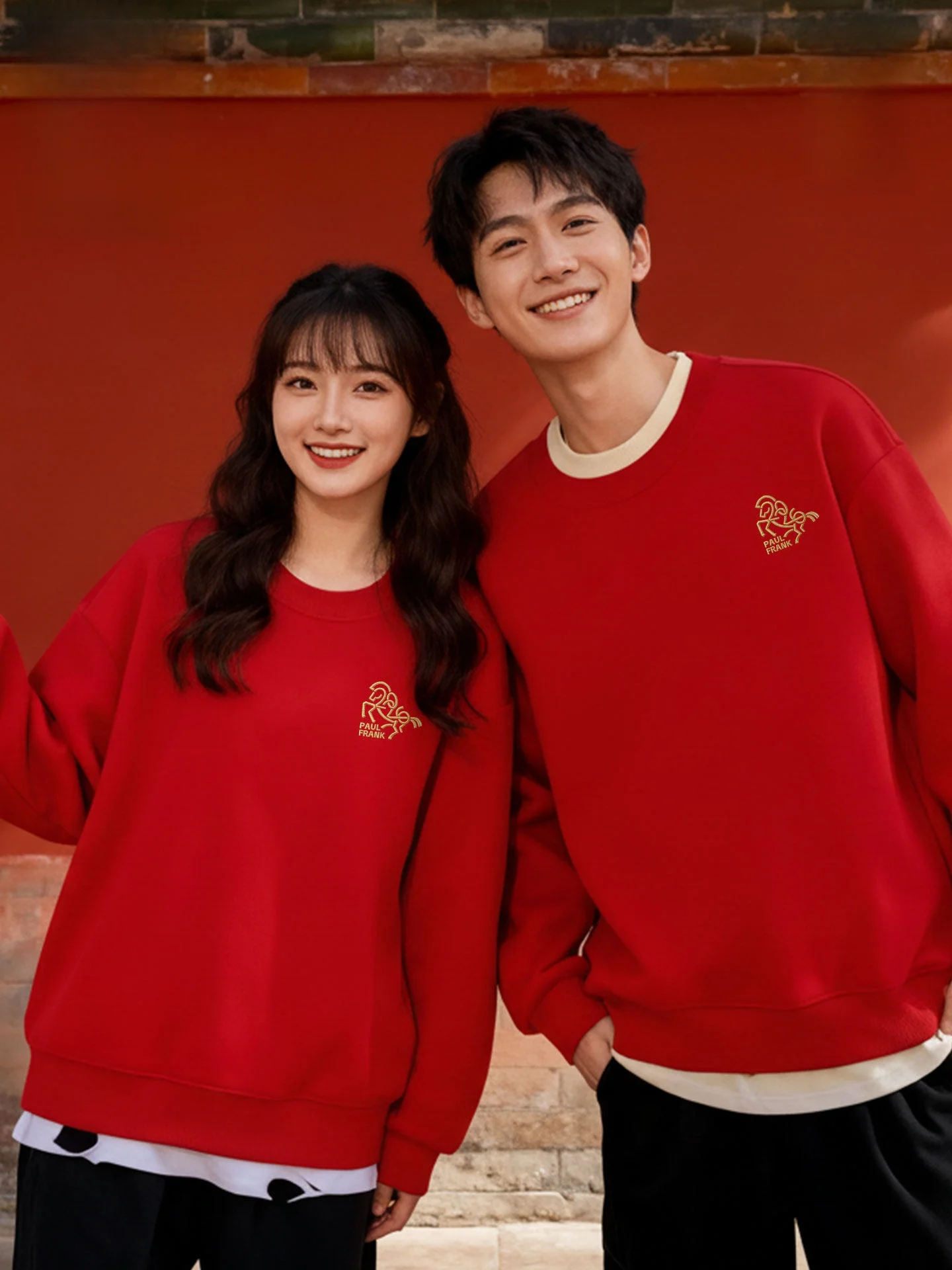 

Red Monkey Hoodie Fce Lined ex Spring Autumn Winter Casual Sle round Ne Sweatirt for Couples