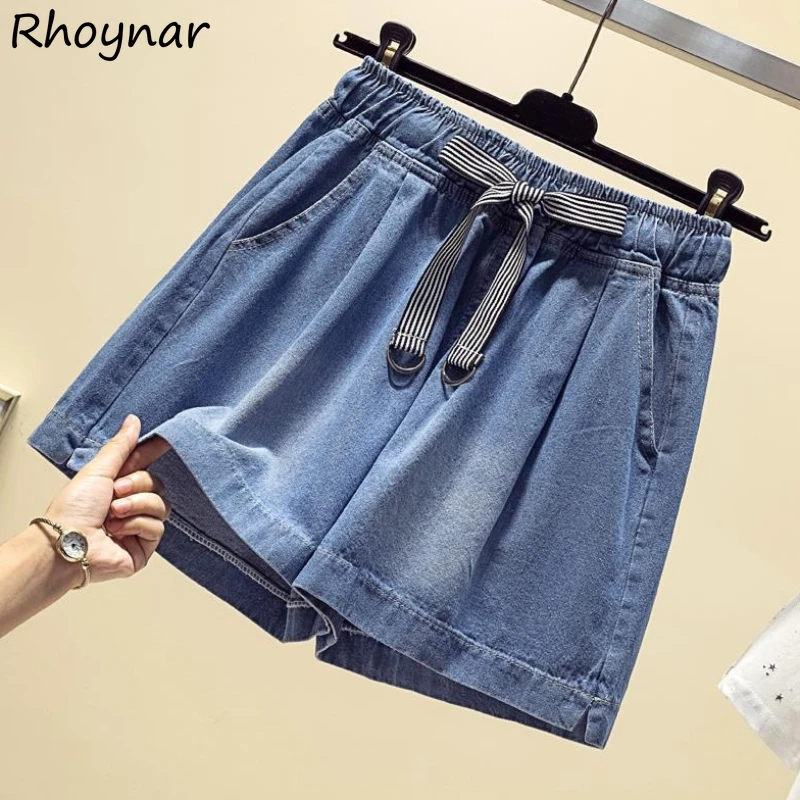 

Shorts Women A-line Loose Drawstring Elastic Waist Korean Style Streetswear Summer Wide Leg Stretchy Demin Classic Soft Trousers