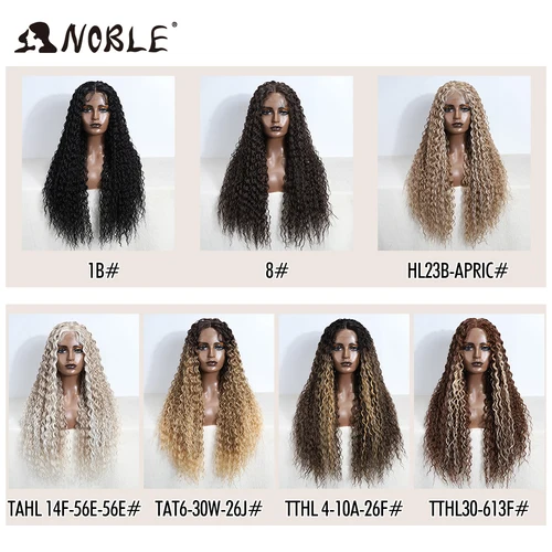 Imagen 2 del producto Peluca de encaje sintético Noble, pelucas frontales de encaje Rubio degradado de 31 pulgadas de largo y rizado para mujeres negras, pelucas de encaje de Cosplay resistentes al calor