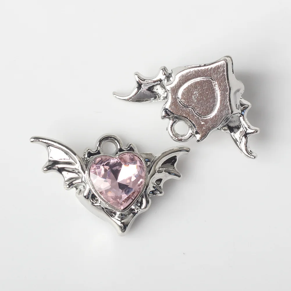 Sparkling Rhinestone Zinc Alloy Heart Charms for DIY Jewelry Making Wholesale Bulk Jewelry 10pcs/lot