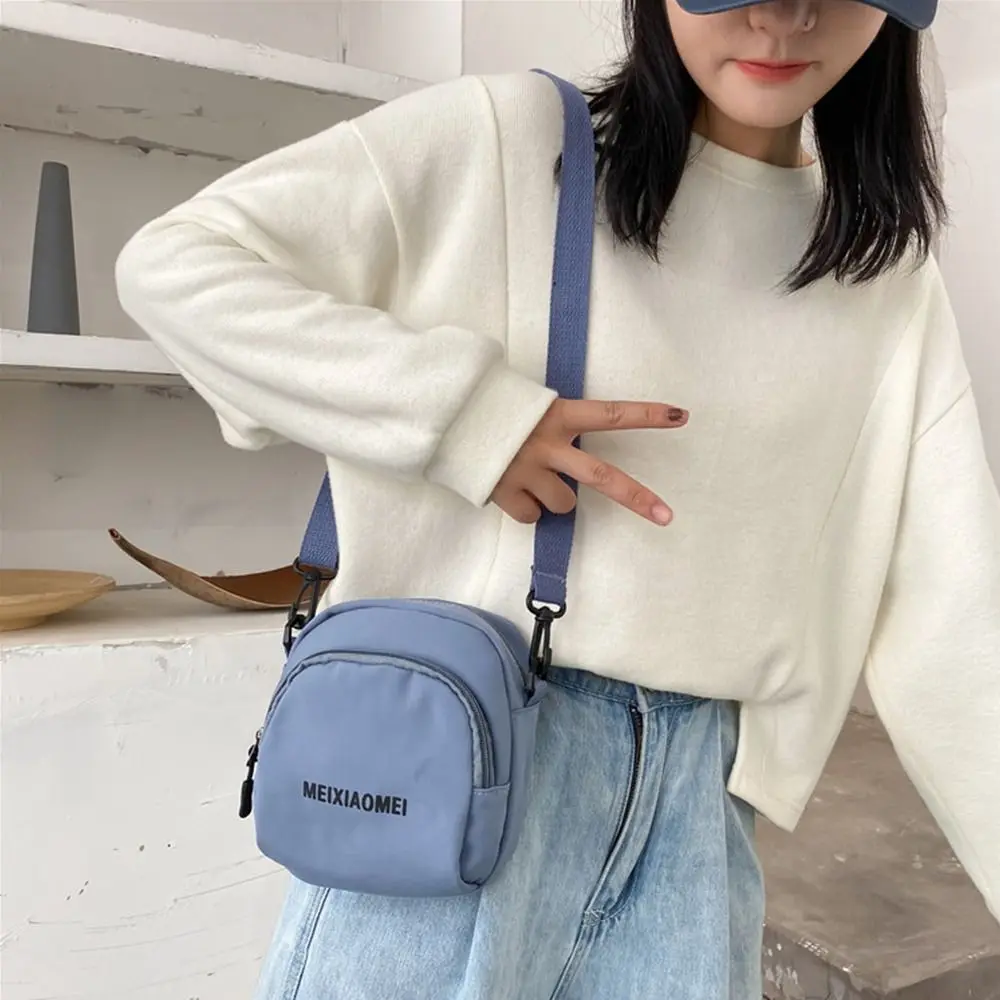 Casual Phone Pouch Solid Color Canvas Mini Handbag Crossbody Bag Travel Messenger Bag Shoulder Bag